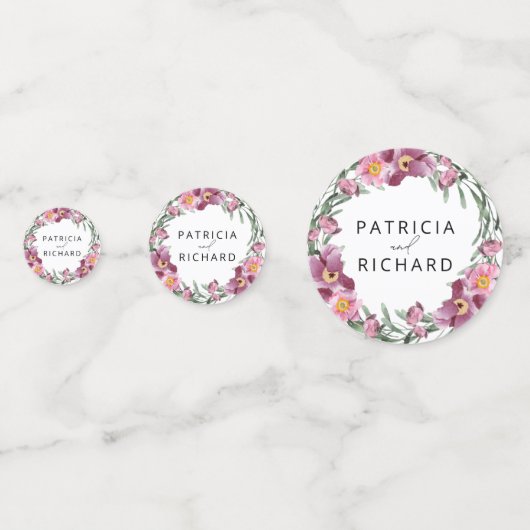 水の色ワイルドフラワーウェディング日付を保存 コンフェッティ (裏面)