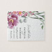 水の色ワイルドフラワーウェディング日付を保存 ジグソーパズル (横)