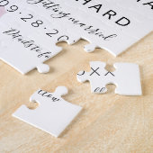 水の色ワイルドフラワーウェディング日付を保存 ジグソーパズル (側面)