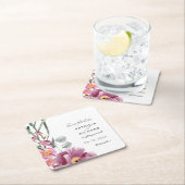 水の色ワイルドフラワーウェディング日付を保存 スクエアペーパーコースター (インサイチュ)