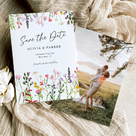 水の色ワイルドフラワーウェディング日付を保存 セーブザデート