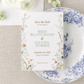 水の色ワイルドフラワーウェディング日付を保存 招待状