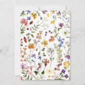 水の色ワイルドフラワーウェディング日付を保存 招待状 (裏面)