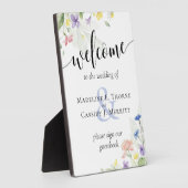 水の色ワイルドフラワーウェルカム結婚のゲストブック フォトプラーク (側面)