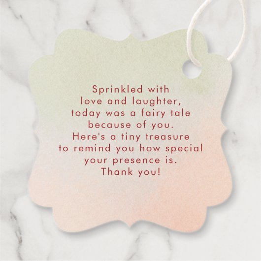 水の色ワイルドフラワーエレガントな結婚式ありがとう フェイバータグ (裏面)