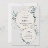 水の色ワイルドフラワーエレガントウェディング招待状 招待状 (正面)