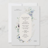 水の色ワイルドフラワーエレガントウェディング招待状 招待状 (正面)