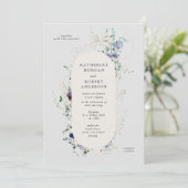 水の色ワイルドフラワーエレガントウェディング招待状 招待状 (スタンド正面)