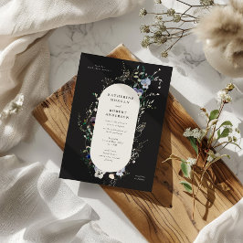 水の色ワイルドフラワーエレガントウェディング招待状 招待状