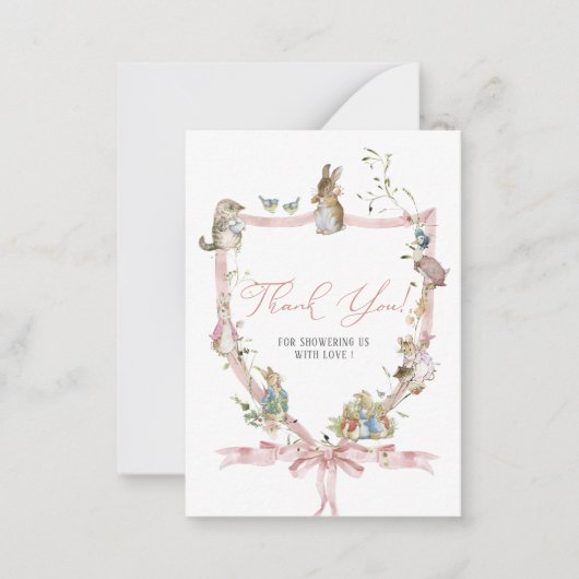 水の色ワイルドフラワーエレガントピーターうさぎベビーs ノートカード (正面)