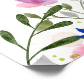 水の色ワイルドフラワーオンダーフル誕生日へようこそ ポスター (角)