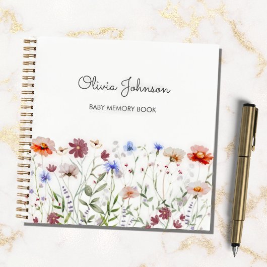 水の色ワイルドフラワーカラフルベビーメモリ帳 ノートブック