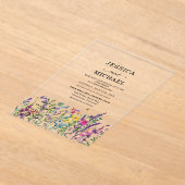 水の色ワイルドフラワーカントリーウェディング アクリル招待状 (レイダウン)