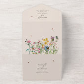 水の色ワイルドフラワーガーデンと虫結婚のInv オールインワン招待状 (外側)