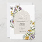 水の色ワイルドフラワーガーデンアーチフローラ結婚ズ 招待状 (正面)
