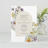 水の色ワイルドフラワーガーデンアーチフローラ結婚ズ 招待状 (スタンド正面)