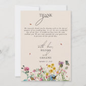水の色ワイルドフラワーガーデンカップルの写真結婚の サンキューカード (正面)