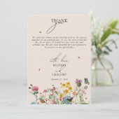 水の色ワイルドフラワーガーデンカップルの写真結婚の サンキューカード (スタンド正面)