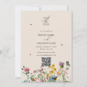 水の色ワイルドフラワーガーデンカップルの写真結婚の セーブザデート (正面)