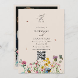 水の色ワイルドフラワーガーデンカップルの写真結婚の セーブザデート