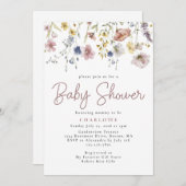 水の色ワイルドフラワーガーデンベビーシャワー 招待状 (正面/裏面)