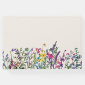 水の色ワイルドフラワークリームパープル結婚ズ ゲストブック (裏面)