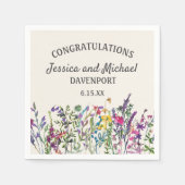 水の色ワイルドフラワークリーム結婚ズ スタンダードカクテルナプキン (正面)