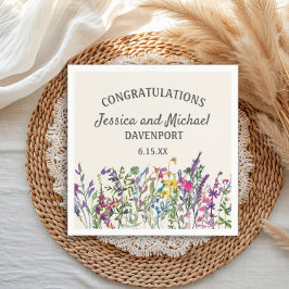 水の色ワイルドフラワークリーム結婚ズ スタンダードカクテルナプキン