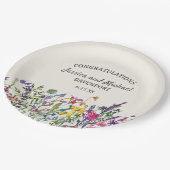 水の色ワイルドフラワークリーム結婚ズ ペーパープレート (アングル)