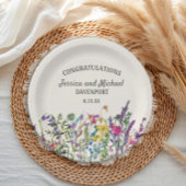 水の色ワイルドフラワークリーム結婚ズ ペーパープレート