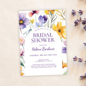 水の色ワイルドフラワーサマーボホブライダルシャワー 招待状