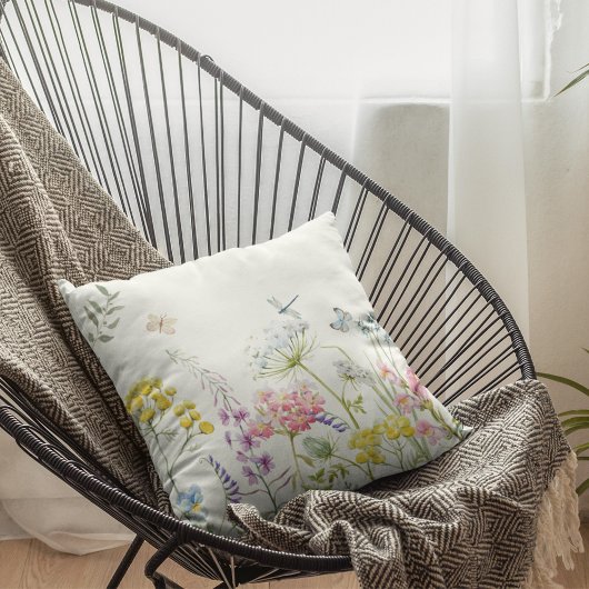 水の色ワイルドフラワーサマーメドウフローラ クッション