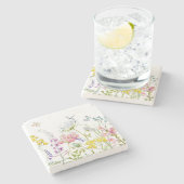 水の色ワイルドフラワーサマーメドウフローラ ストーンコースター (横)