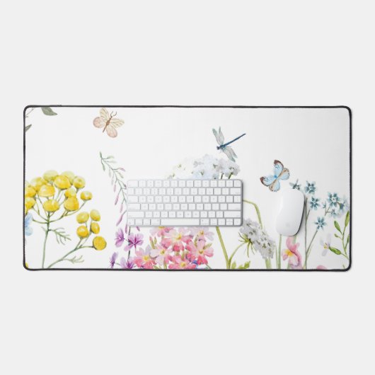 水の色ワイルドフラワーサマーメドウフローラ デスクマット (キーボード&マウス)