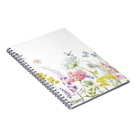 水の色ワイルドフラワーサマーメドウフローラ ノートブック (右側)