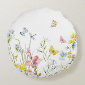 水の色ワイルドフラワーサマーメドウフローラ ラウンドクッション (裏面)