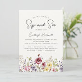 水の色ワイルドフラワーシップと参照ベビーシャワー 招待状 (スタンド正面)