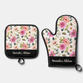 水の色ワイルドフラワースタイリッシュギフト 鍋つかみ&鍋敷きセット (正面)