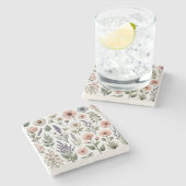 水の色ワイルドフラワースタイリッシュ春&夏 ストーンコースター (横)