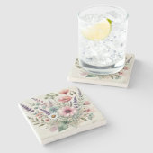 水の色ワイルドフラワースタイリッシュ春&夏 ストーンコースター (横)