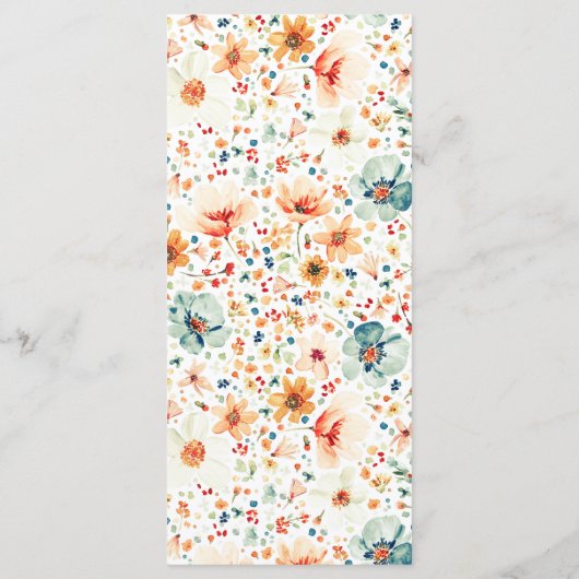 水の色ワイルドフラワーズボホ秋の結婚式メニュー メニュー (裏面)