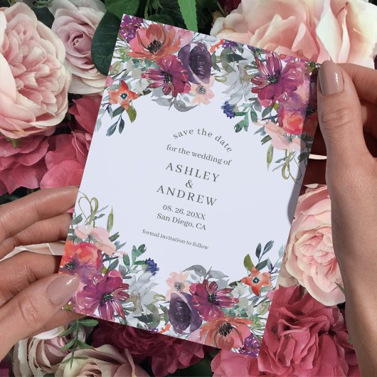 水の色ワイルドフラワーズボホ素朴秋の結婚式 セーブザデート