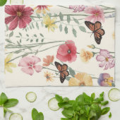 水の色ワイルドフラワーズ春サマーメドウ キッチンタオル (折り畳み)