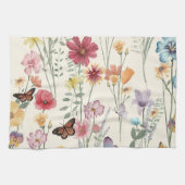 水の色ワイルドフラワーズ春サマーメドウ キッチンタオル (横)