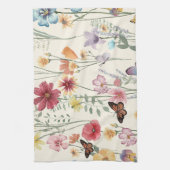 水の色ワイルドフラワーズ春サマーメドウ キッチンタオル (縦)