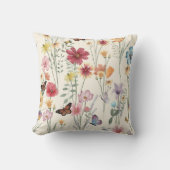 水の色ワイルドフラワーズ春サマーメドウ クッション (正面)
