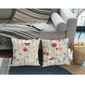 水の色ワイルドフラワーズ春サマーメドウ クッション