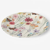 水の色ワイルドフラワーズ春サマーメドウ ペーパープレート (アングル)