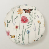 水の色ワイルドフラワーズ春サマーメドウ ラウンドクッション (裏面)