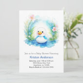 水の色ワイルドフラワーダックボーイ赤ちゃんシャワー 招待状 (スタンド正面)